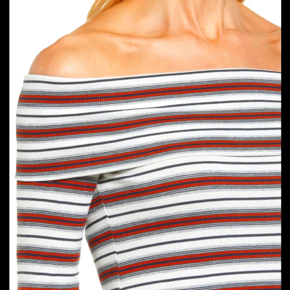 Black and white striped Off the shoulder top